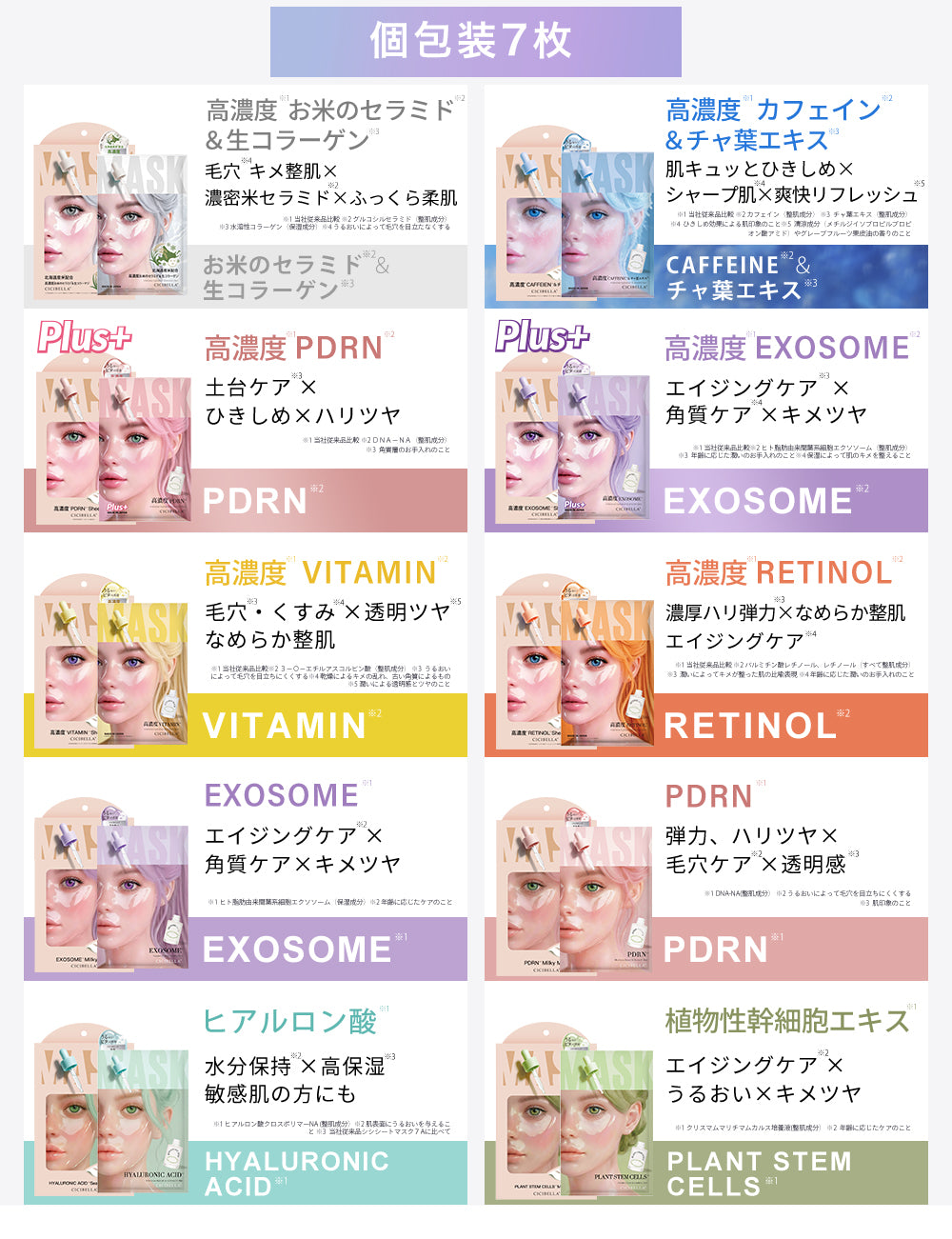 CICIBELLA 高濃度シートマスク 7枚 個包装